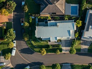 Aerial shot of a neighborhood